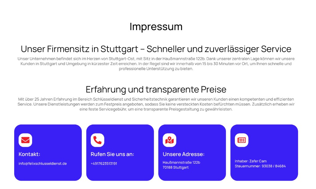 Impressum Schlüsseldienst24h – Haußmannstraße 122b, 70188 Stuttgart, Inhaber Zafer Cam